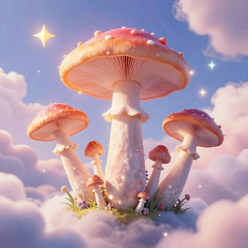 Surreal Agaric Mushrooms Dreamscape