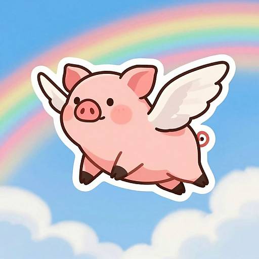 Cartoon Flying Pig Sticker