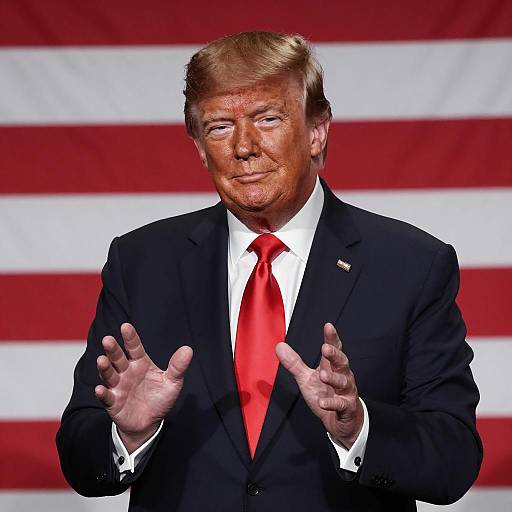 Confident Man Gesturing with American Flag