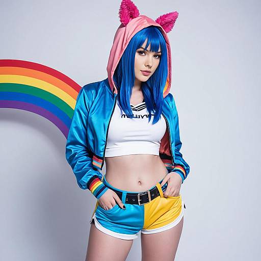 Vibrant Rainbow Mika Cosplay Inspiration