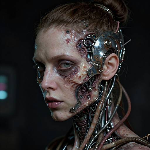 Biomechanical Woman Portrait in Giger Style