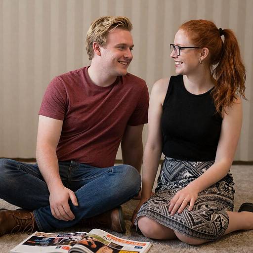 Warm Indoor Moment: Smiling Couple
