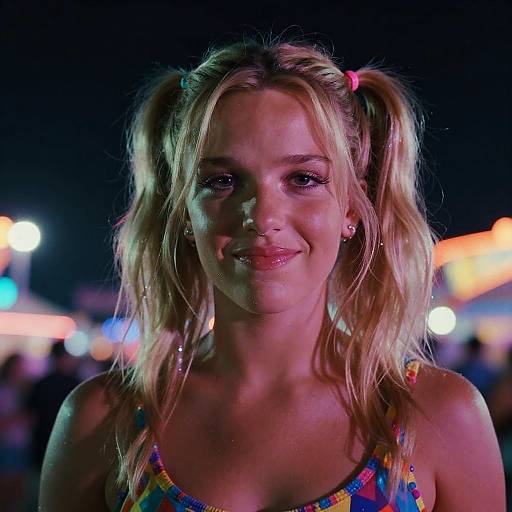 Blonde Woman at Night Festival