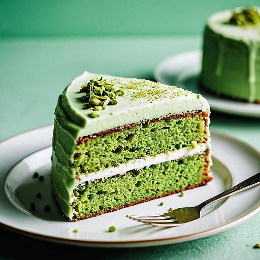 Matcha Green Tea Cake with Icing Text