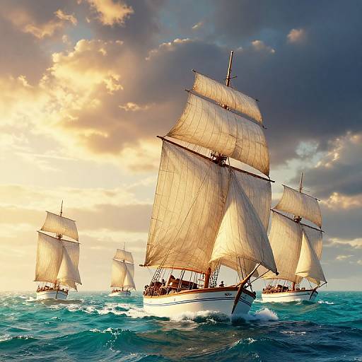 Vibrant Sailboats on Turquoise Waters