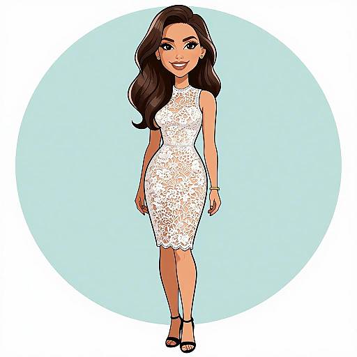 Chic Woman in White Lace Dress