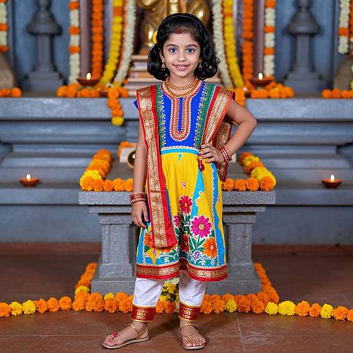 Vibrant Tamil Girl in Diwali Festive Attire