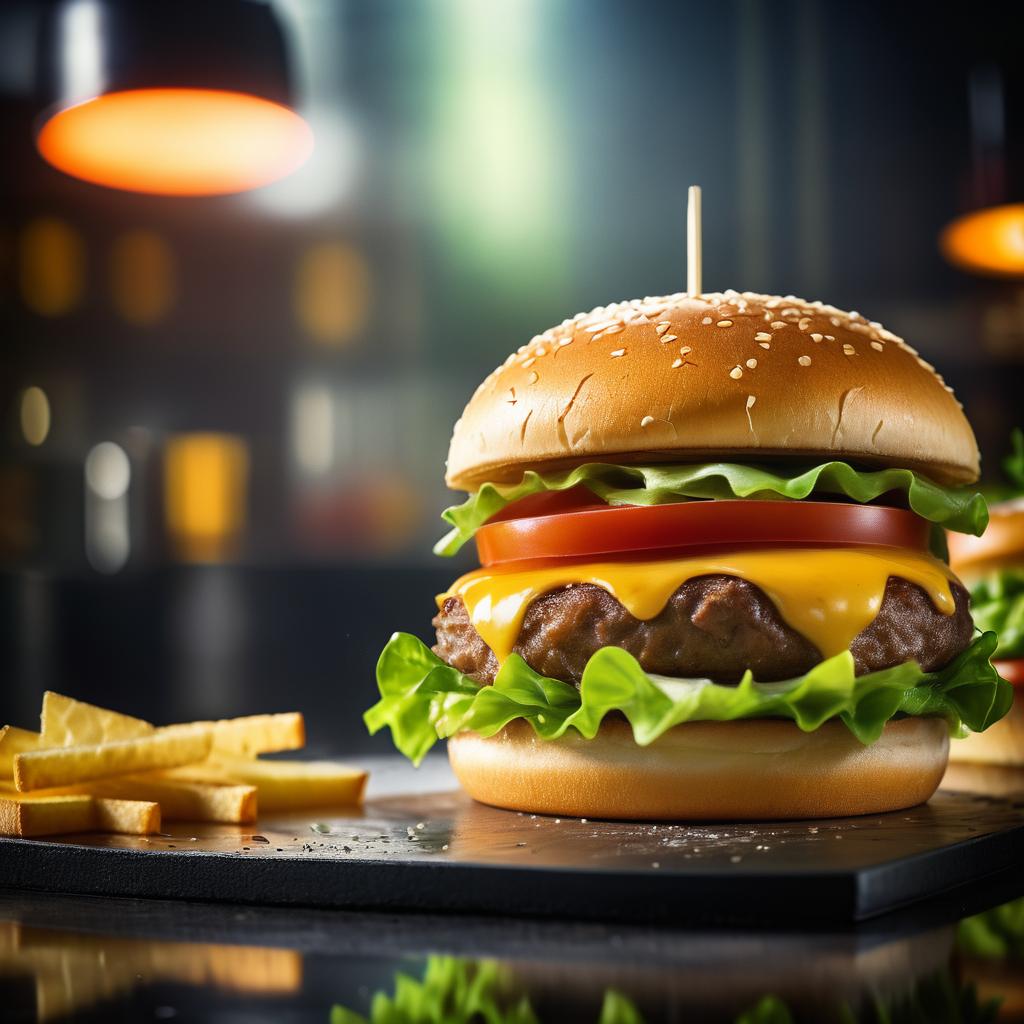 Cinematic Close-Up of a Juicy Burger