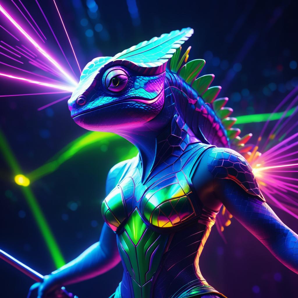 Vibrant Chameleon Goddess of Lasers