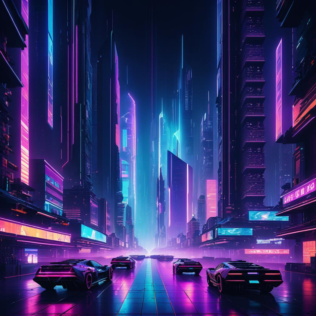 Vibrant Cyberpunk Night Cityscape