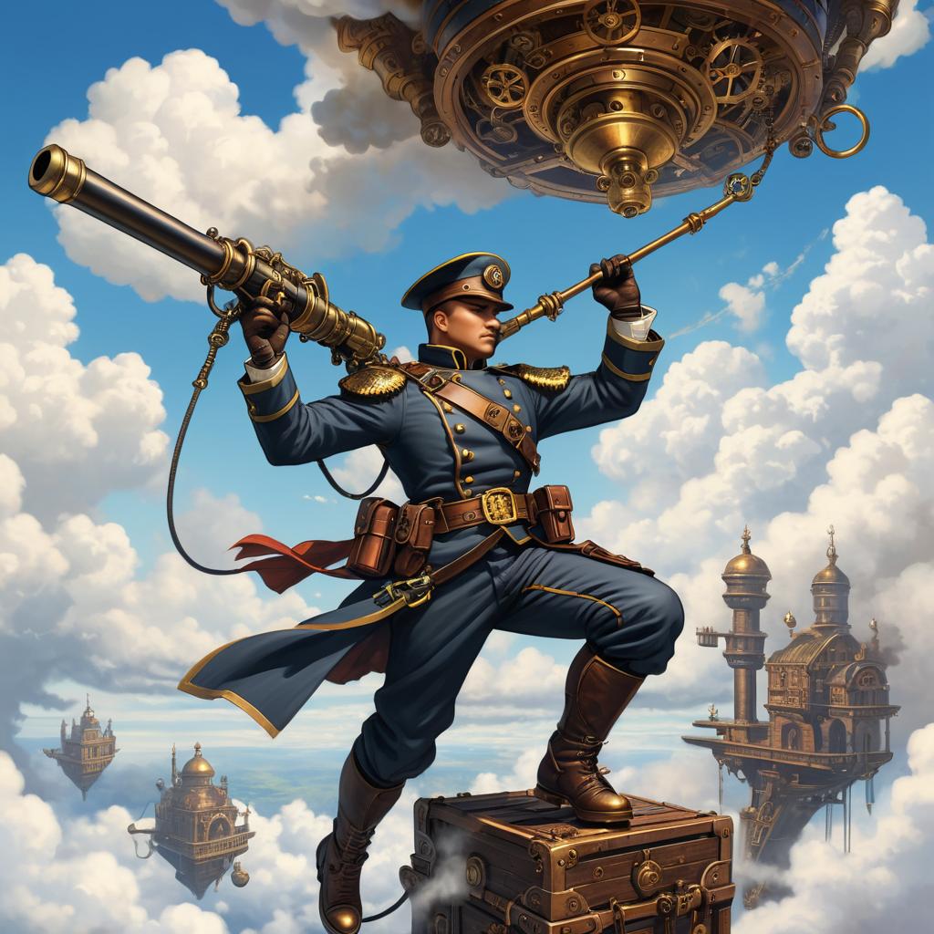 Steampunk Soldier in Sky Fortress Adventure