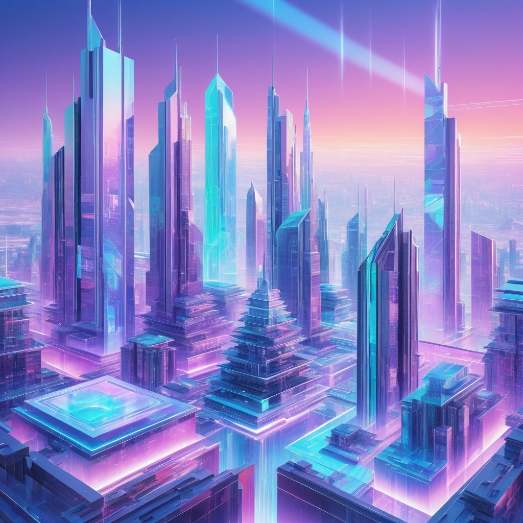 Futuristic Holographic Cityscape Art