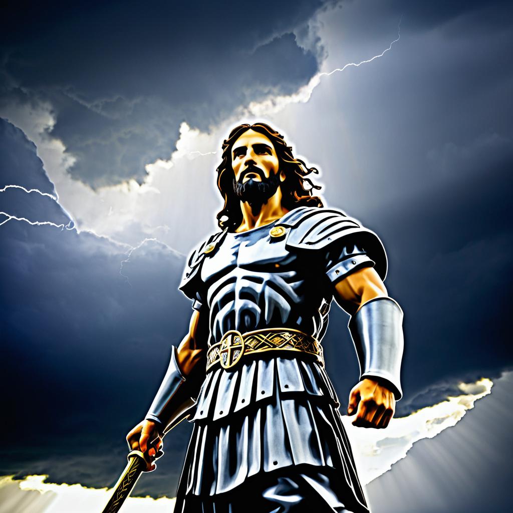 Jesus the Warrior Under Stormy Skies