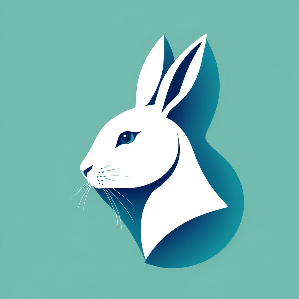 Minimalist White Rabbit Vector Illustration