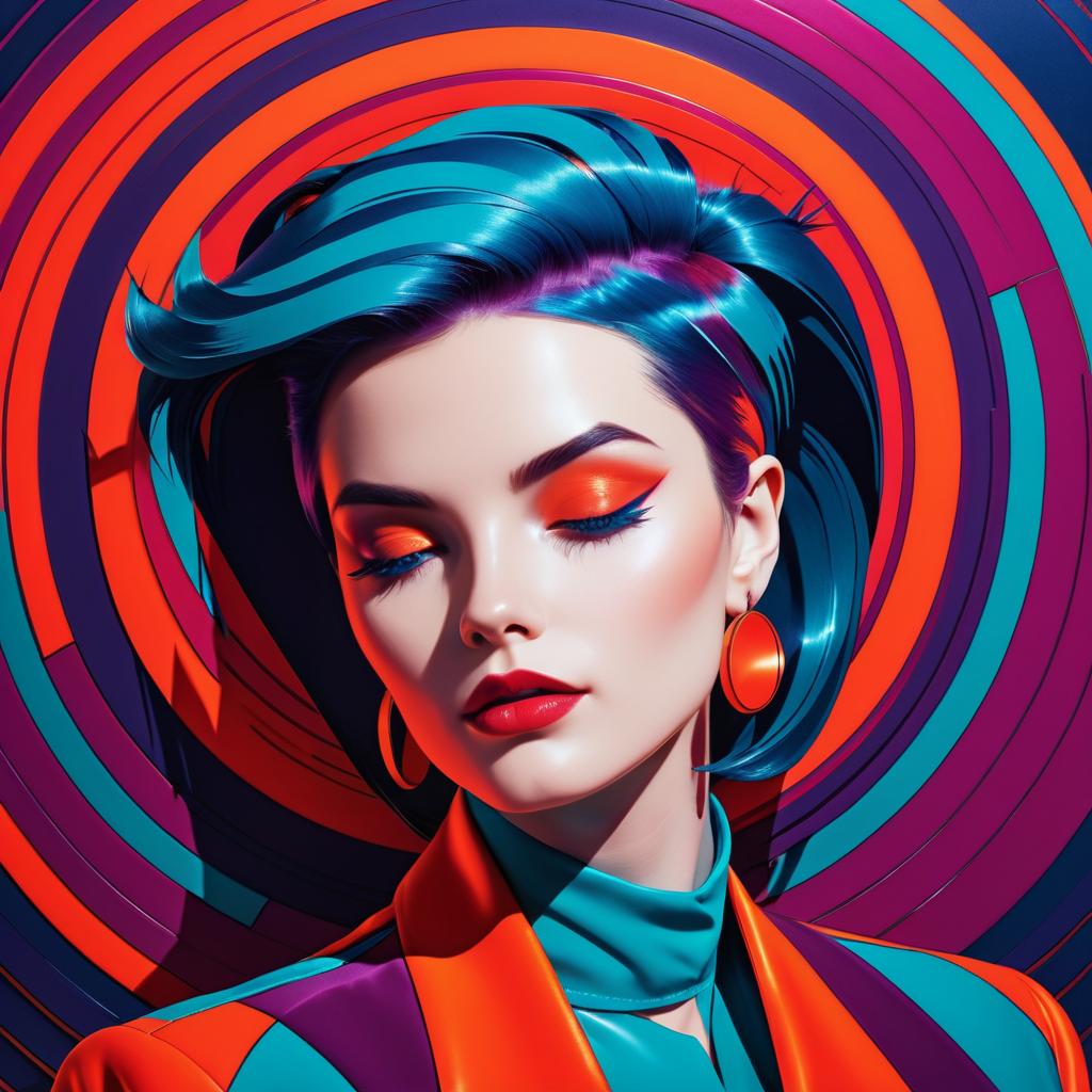 Retro 80s Pop Art Woman Portrait