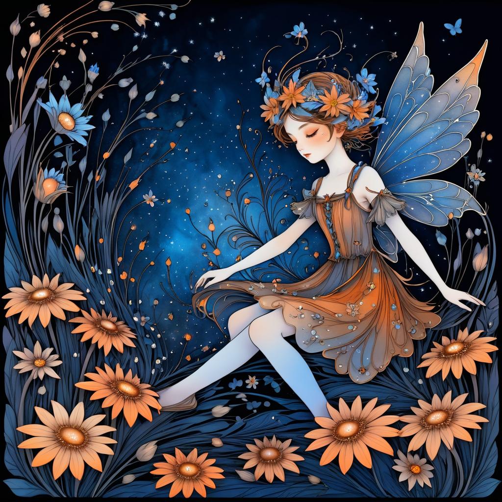 Whimsical Pixie in Dark Floral Elegance