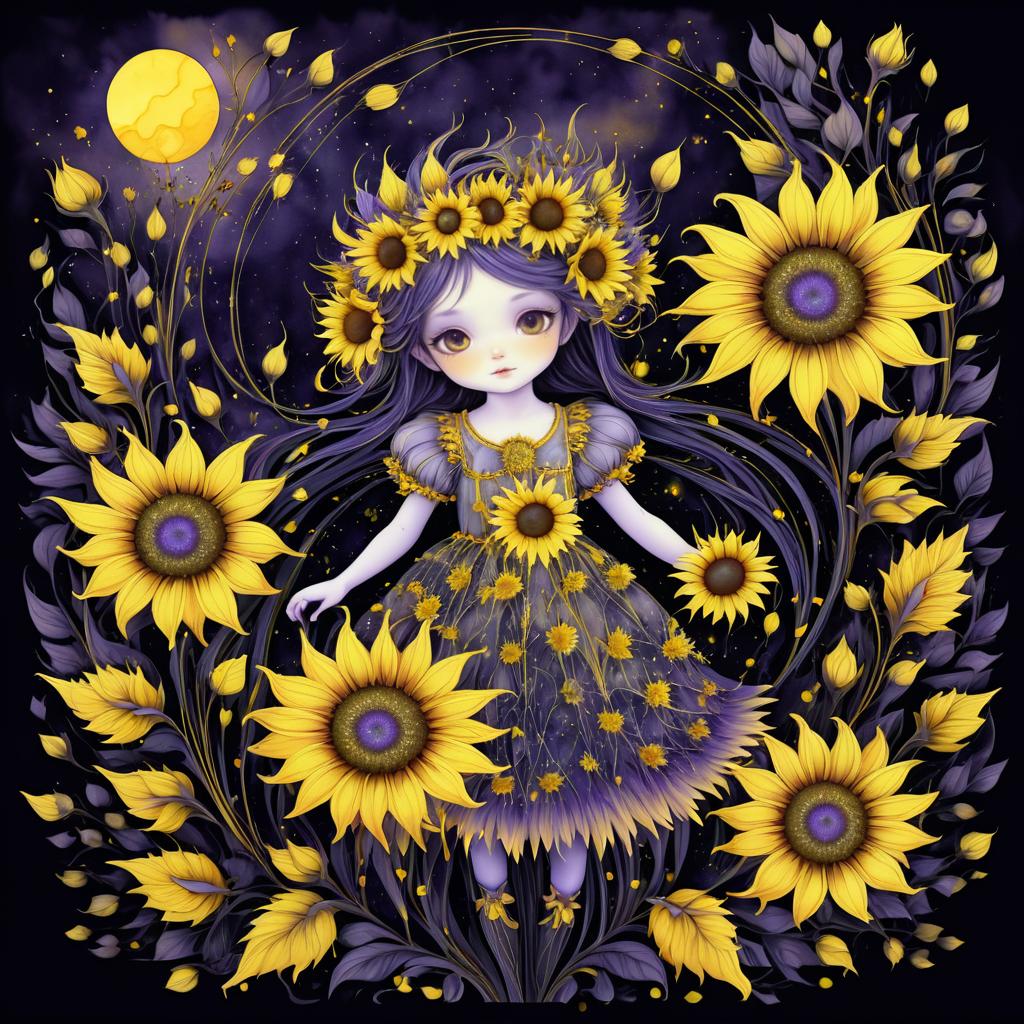 Whimsical Sprite in Sunflower Elegance