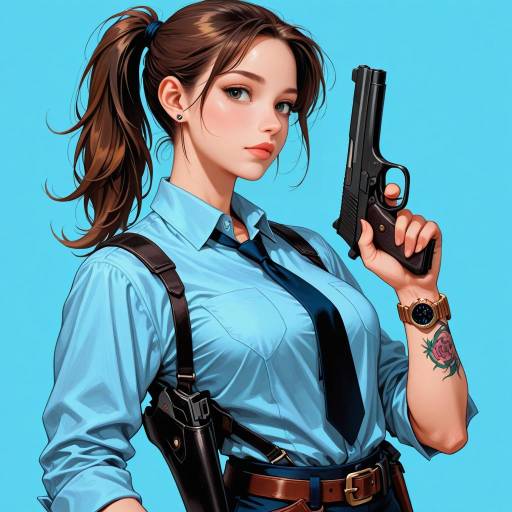 Solo Girl with Handgun and Accessories