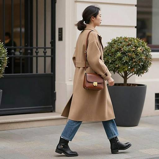 Stylish Woman Strolling City Sidewalk