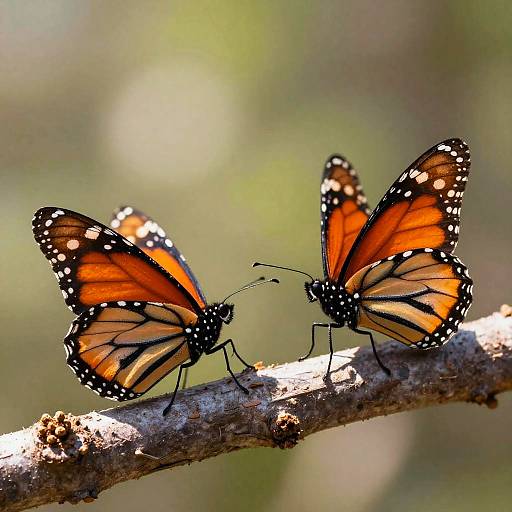 Vibrant Monarch Butterflies on Branch