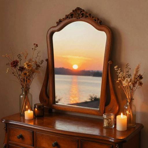 Vintage Mirror with Sunset Reflection