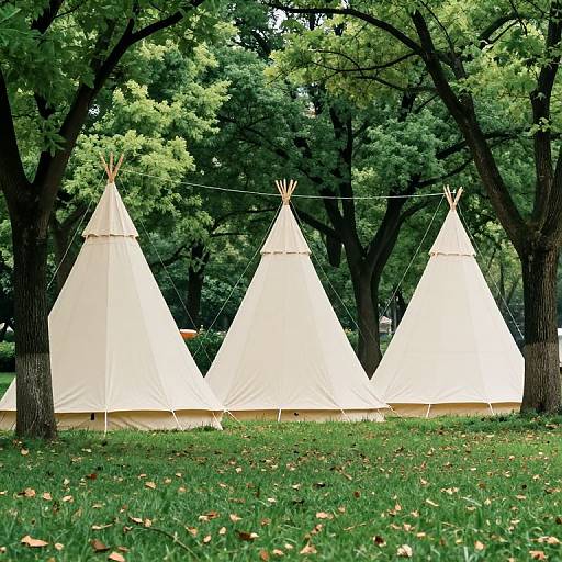 Serene Park with Suspended Tents