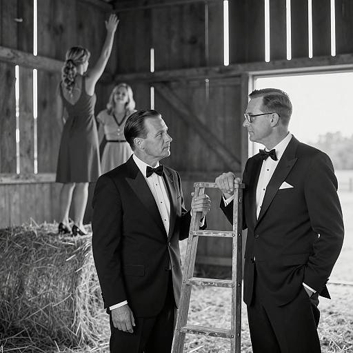 Elegant Barn Scene with Contrasting Elements