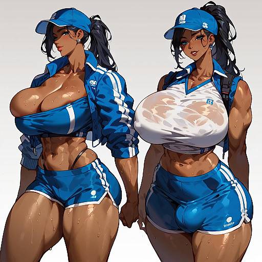 Toned Muscular Girl in School Corridor