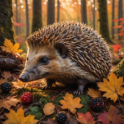 Autumn Hedgehog in Enchanted Forest