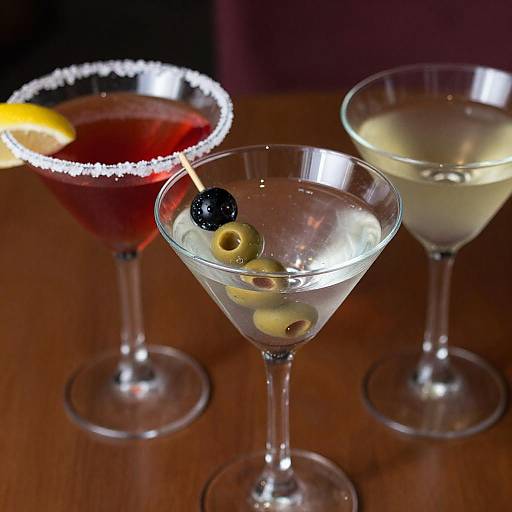 Close-Up of Colorful Martini Glasses