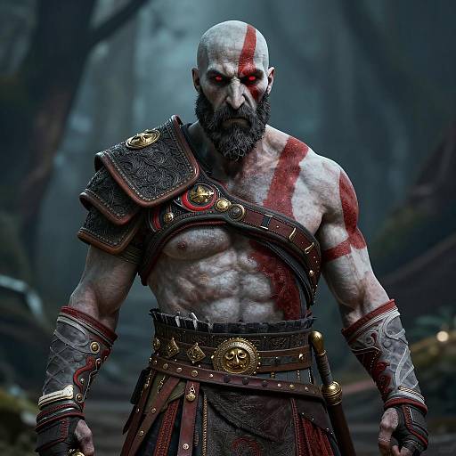 Dramatic Kratos in Mystical Forest