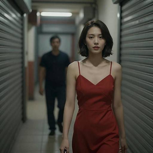 Woman in Red Dress, Dim Alley