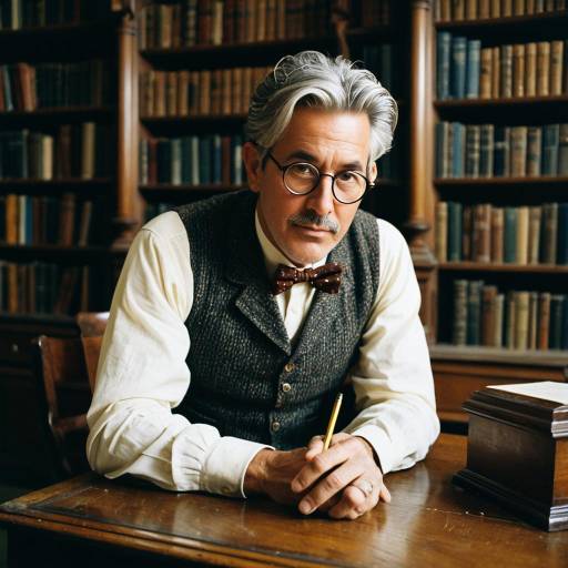 Mature Man in Vintage Waistcoat in Library