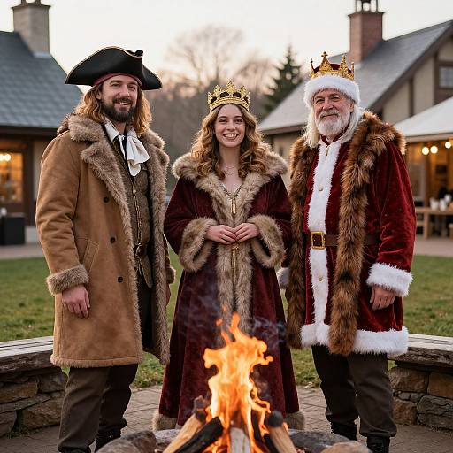 Cheerful Winter Costume Group Photo