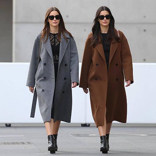 Chic Women Strolling in Urban Setting