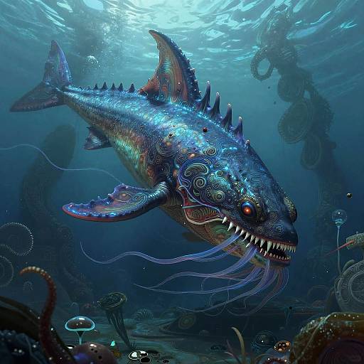 Biopunk Abyssal Leviathan Surrealism