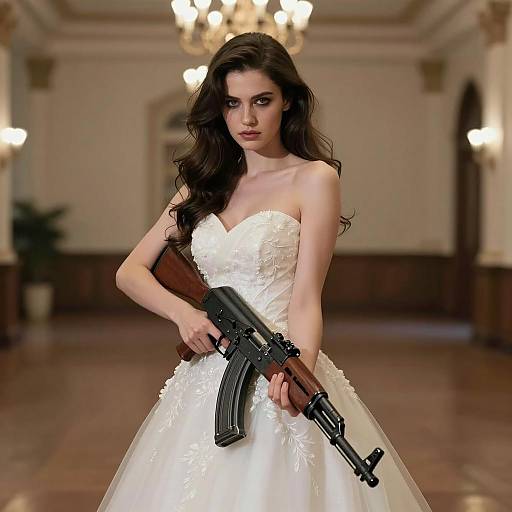 Dramatic Portrait: Bride with AK-47