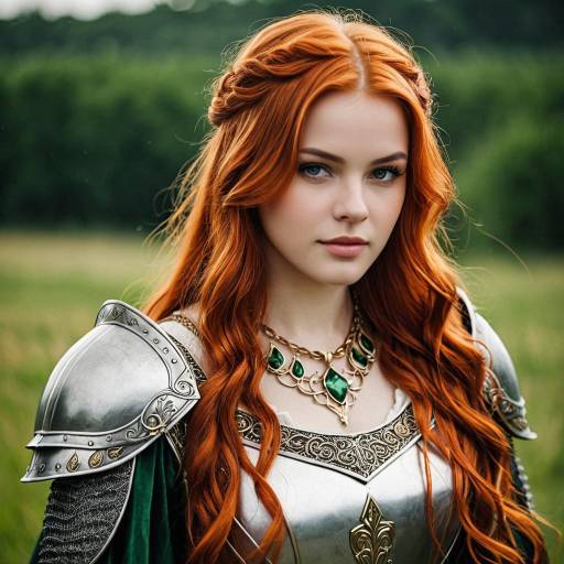 Medieval Princess in Armor with Red Hair