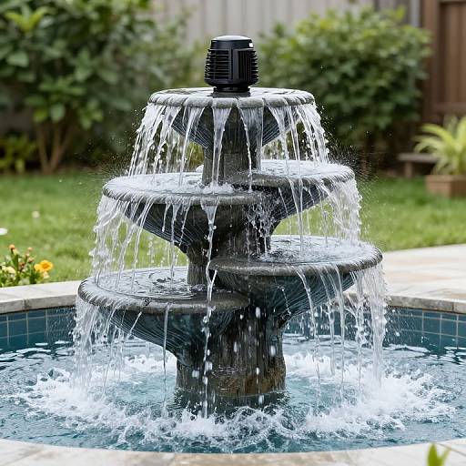 Four-Tier Outdoor Waterfall Fountain