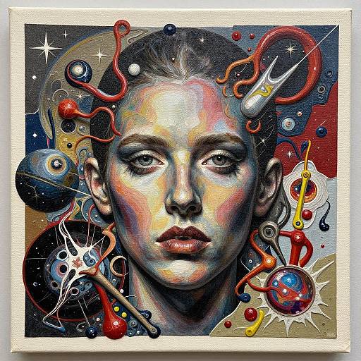 Layered Celestial Mixed Media Portrait