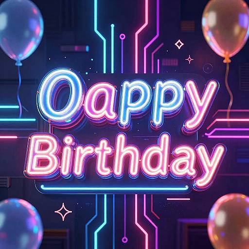 Futuristic Neon AI Birthday Art