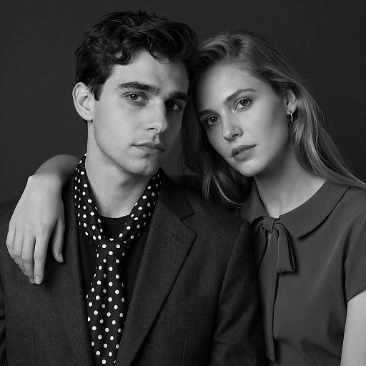 Elegant Black-and-White Couple Portrait