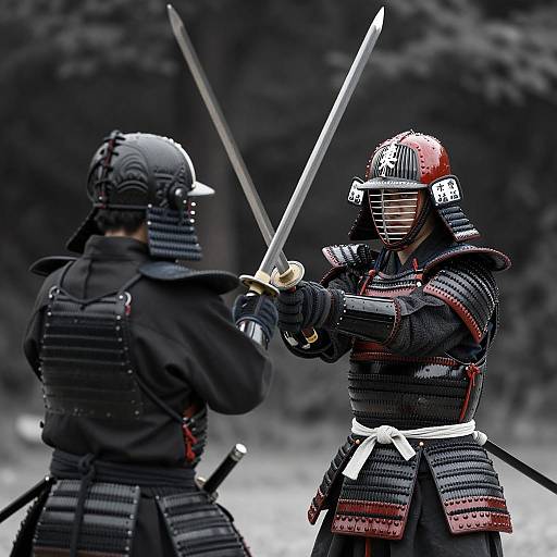 Dramatic Samurai Duel in Forest