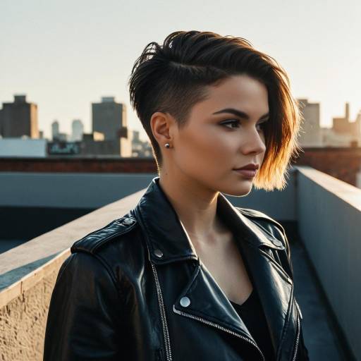 Woman with Crew Cut Hairstyle on Rooftop