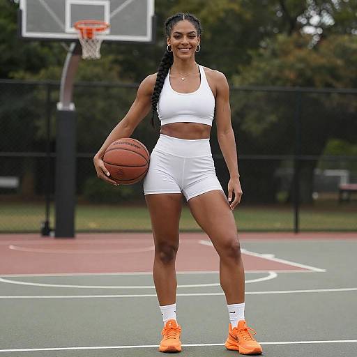 Muscular Woman Basketball Court Portrait