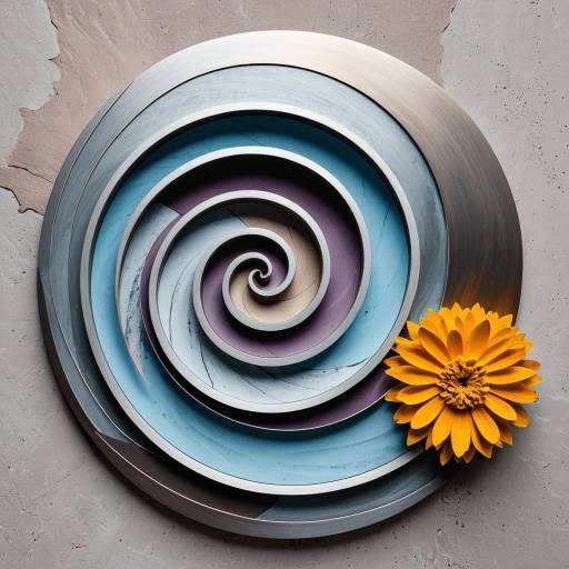 Abstract 3D Spiral Artwork with Marigold Flower