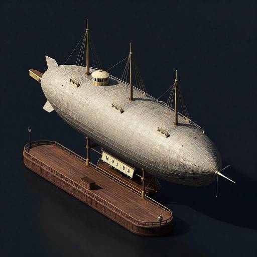 Isometric Victorian Art Nouveau Airship Dock