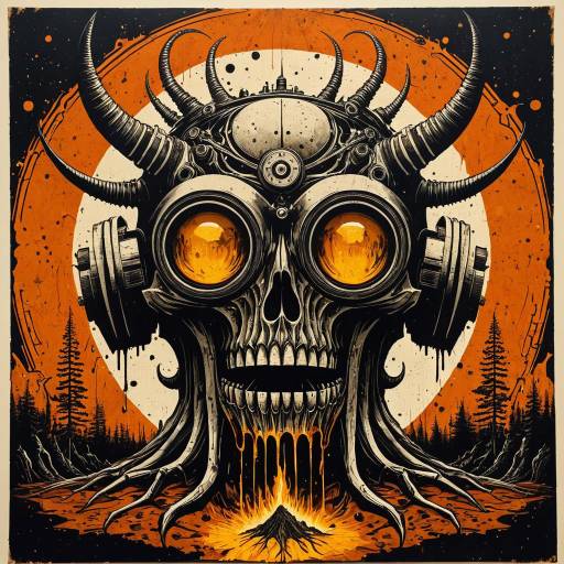 Bio-Mechanical Demonic Skull Art