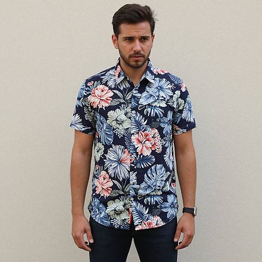 Man in Floral Summer Shirt