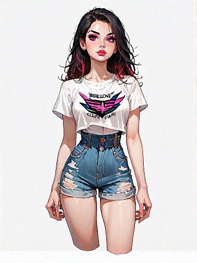 Casual Street Style Comic Girl Portrait
